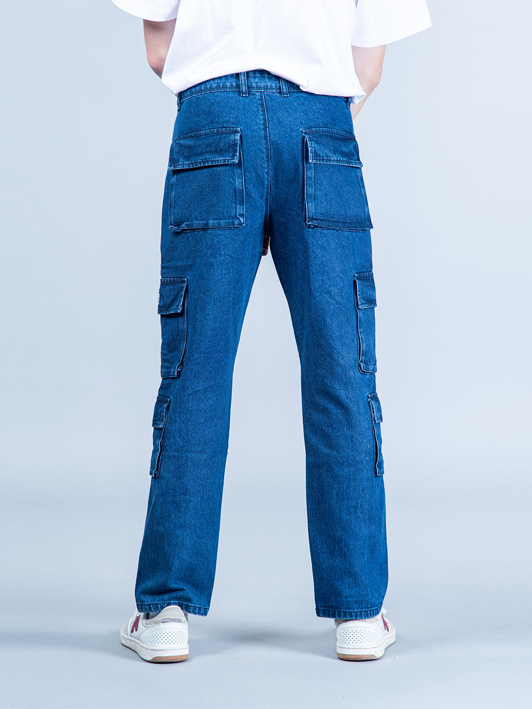 Men's Biker Cargo Pants Stretch Punk Jeans Folds Skinny Casual Denim  Trousers | eBay